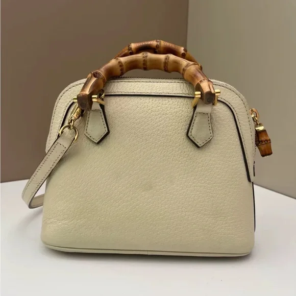 Gucci Diana Mini Tote Shoulder Crossbody Leather Bamboo White - Picture 7 of 11
